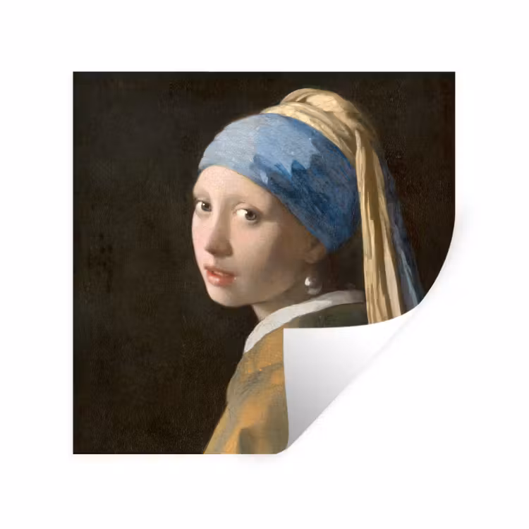 Meisje met de Parel - Schilderij van Johannes Vermeer Muursticker klein -3d