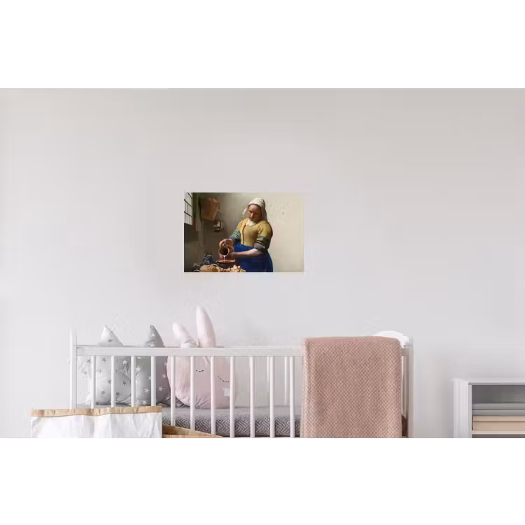Het melkmeisje - Schilderij van Johannes Vermeer Muursticker klein -kinderkamer