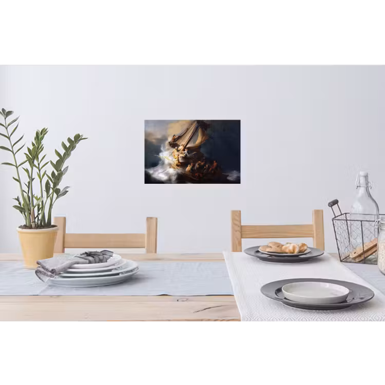 De storm op het meer van Galilea - Rembrandt van Rijn Muursticker klein -eettafel