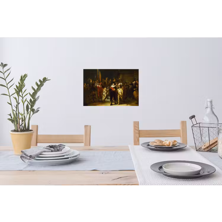 De Nachtwacht - Rembrandt van Rijn Muursticker klein -eettafel