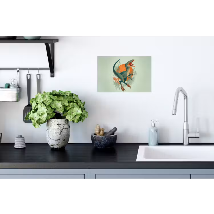 Dino - Bladeren - Grafisch - Groen Muursticker klein -keuken