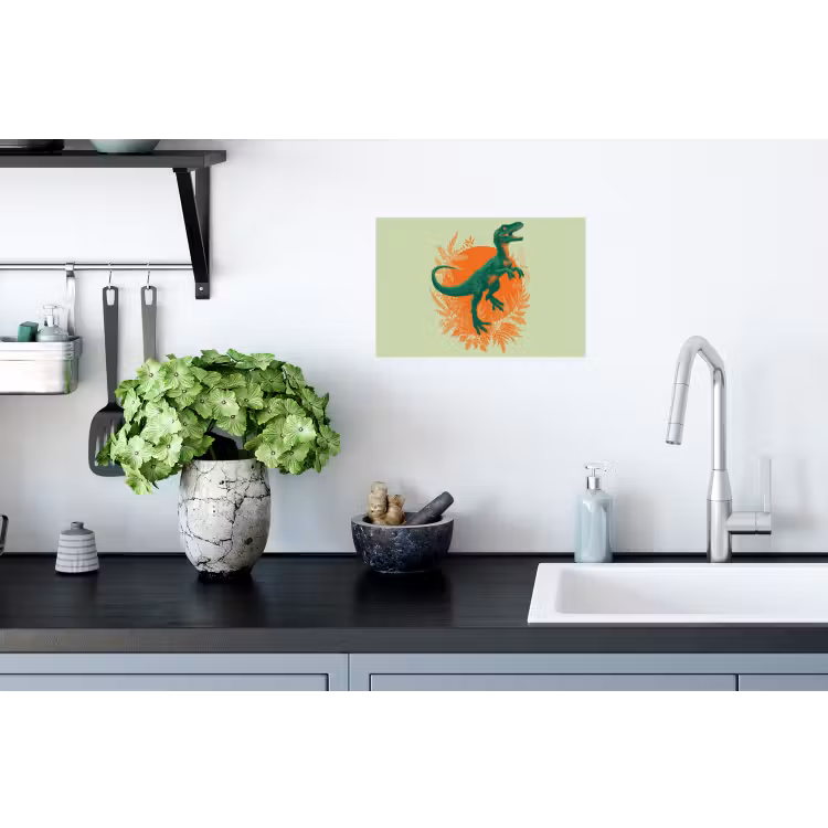 Dinosaurus - Groen - Planten - Cirkel Muursticker klein -keuken