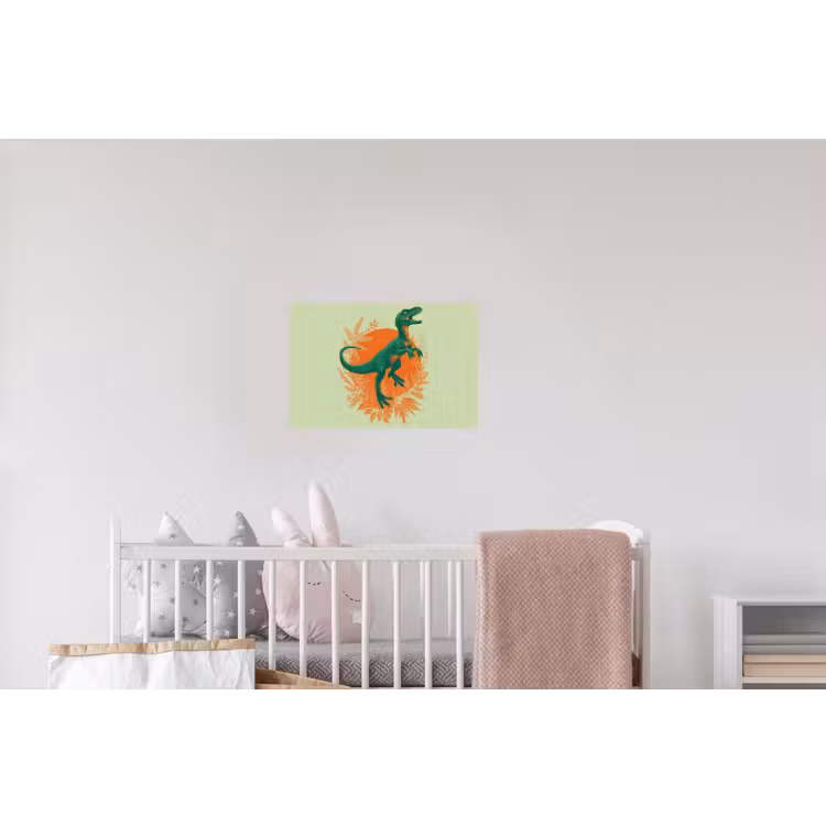 Dinosaurus - Groen - Planten - Cirkel Muursticker klein -kinderkamer