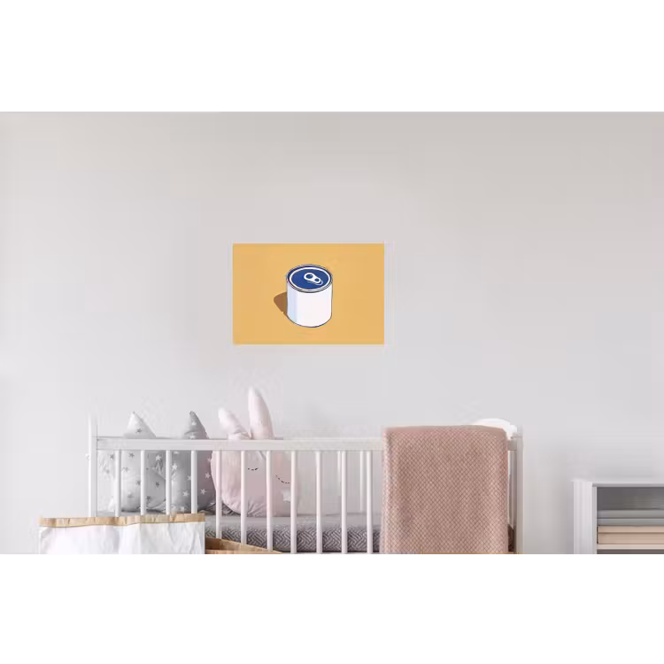 Blikje - Minimalistisch - Blauw - Illustratie Muursticker klein -kinderkamer