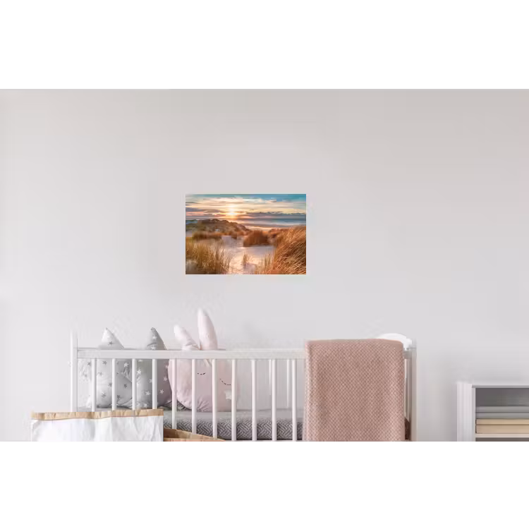 Duin - Planten - Zonsondergang - Strand - Zee Muursticker klein -kinderkamer