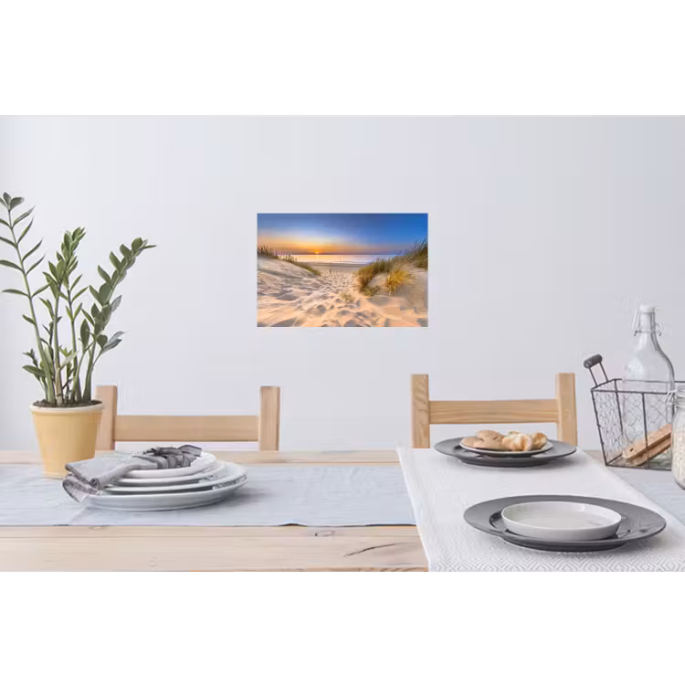 Duin - Zonsondergang - Horizon - Strand - Gras Muursticker klein -eettafel