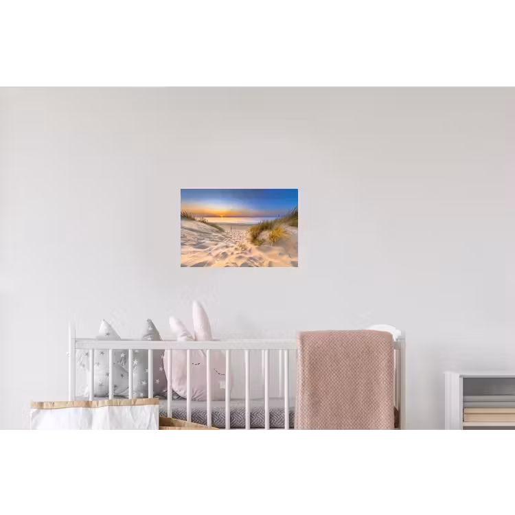 Duin - Zonsondergang - Horizon - Strand - Gras Muursticker klein -kinderkamer