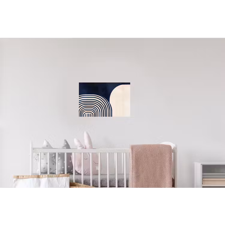 Donkerblauw - Abstract - Lijnen Muursticker klein -kinderkamer