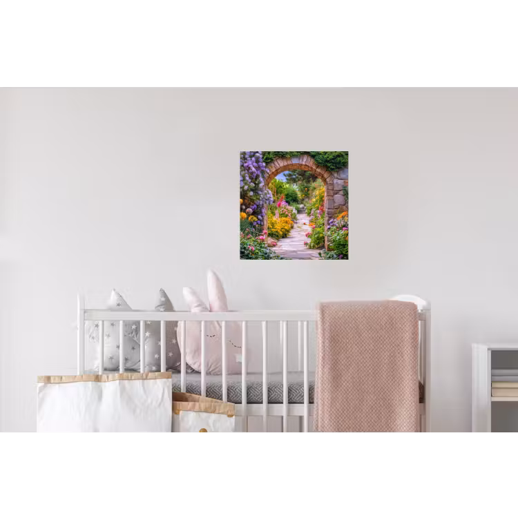 Doorkijk - Bloemen - Pad - Natuur Muursticker klein -kinderkamer