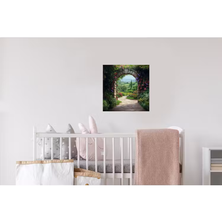 Doorkijk - Landschap - Bloemen - Pad - Uitzicht Muursticker klein -kinderkamer