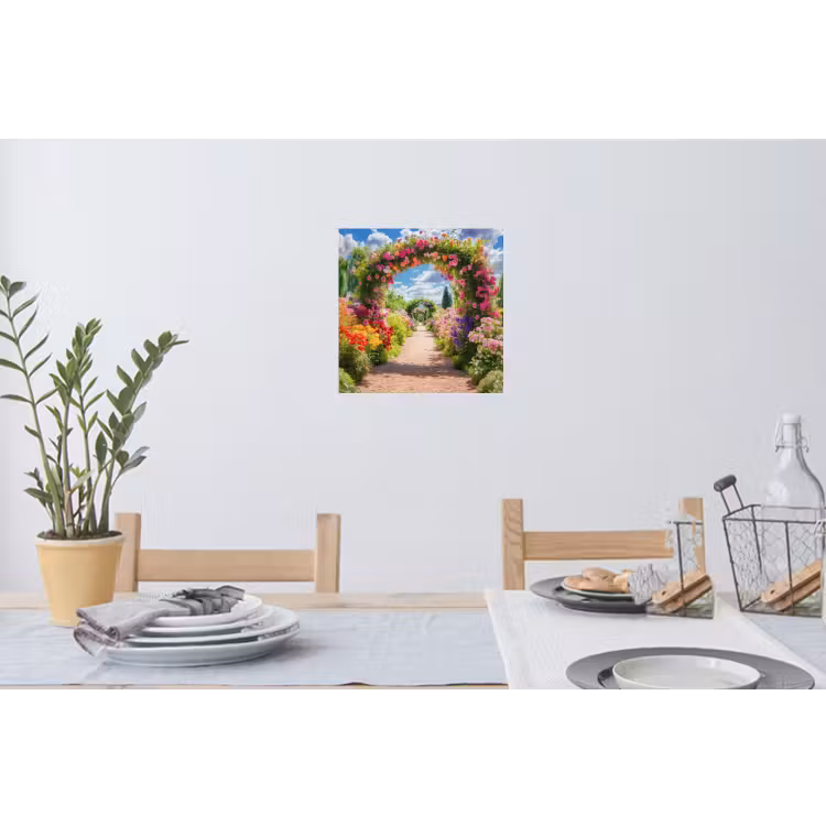 Doorkijk - Bloemen - Kleurrijk - Natuur Muursticker klein -eettafel