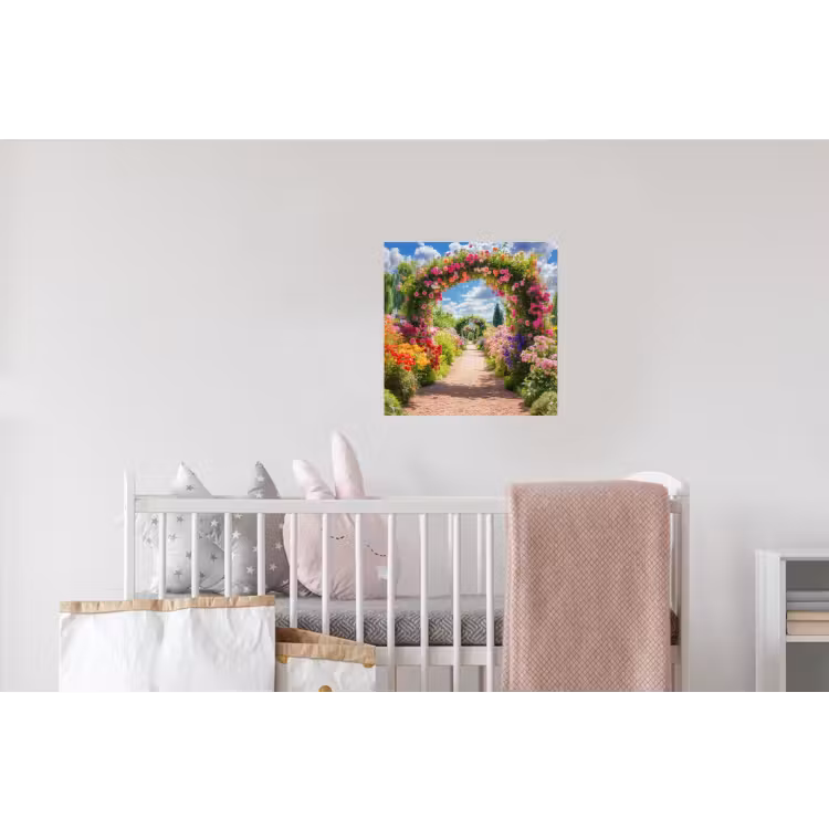 Doorkijk - Bloemen - Kleurrijk - Natuur Muursticker klein -kinderkamer