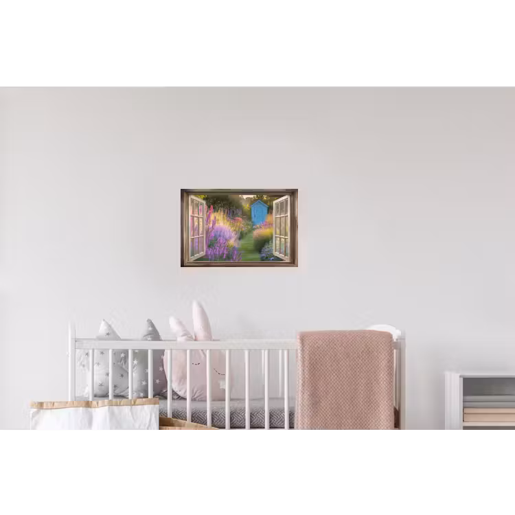 Doorkijk - Bloemen - Raam - Natuur Muursticker klein -kinderkamer
