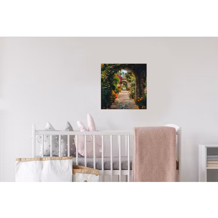 Doorkijk - Bloemen - Poort - Stenen Muursticker klein -kinderkamer