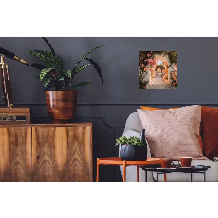 Doorkijk - Boog - Bloemen - Pastel Muursticker klein -kamerbank