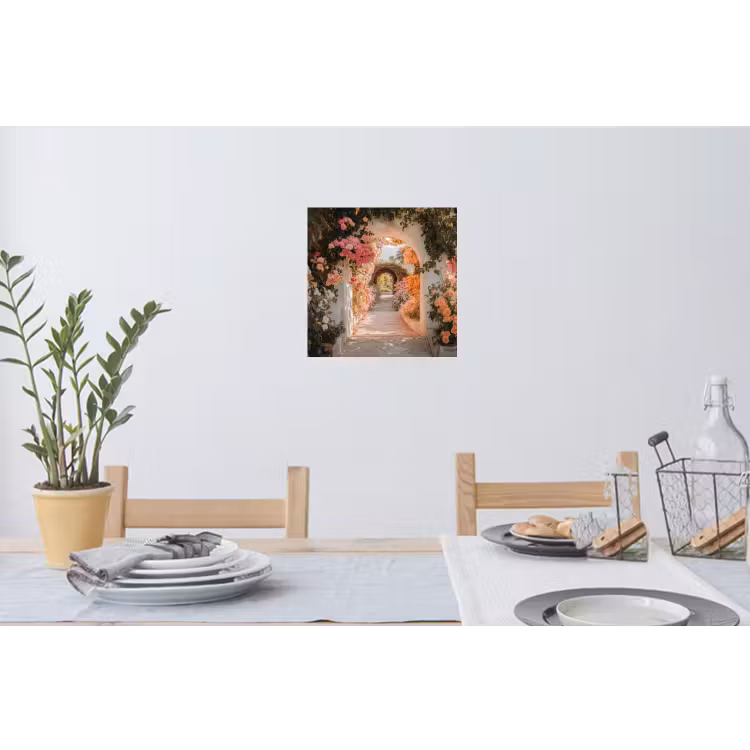 Doorkijk - Boog - Bloemen - Pastel Muursticker klein -eettafel