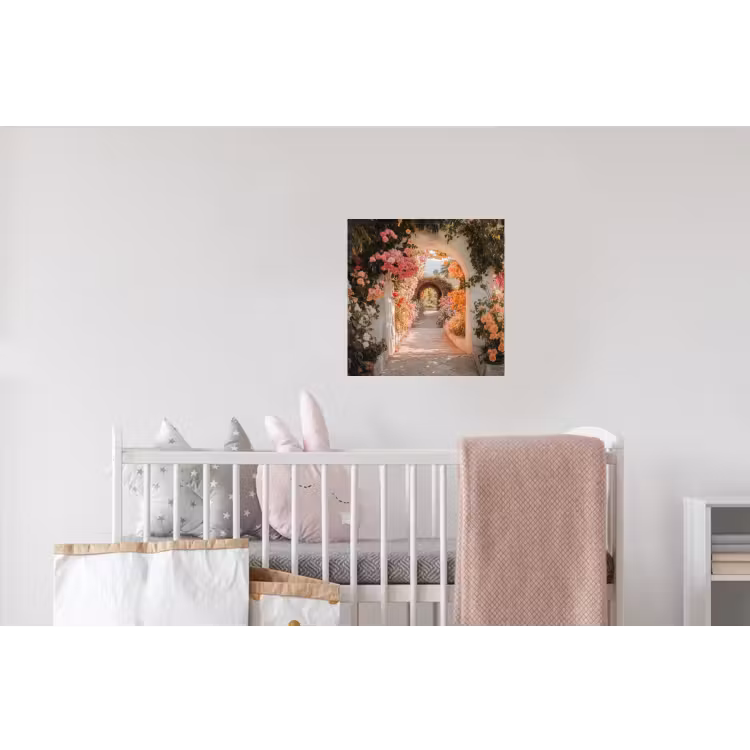 Doorkijk - Boog - Bloemen - Pastel Muursticker klein -kinderkamer