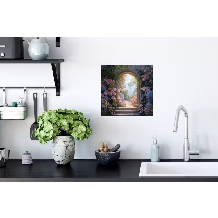Doorkijk - Rozen - Vintage - Bloemen Muursticker klein -keuken
