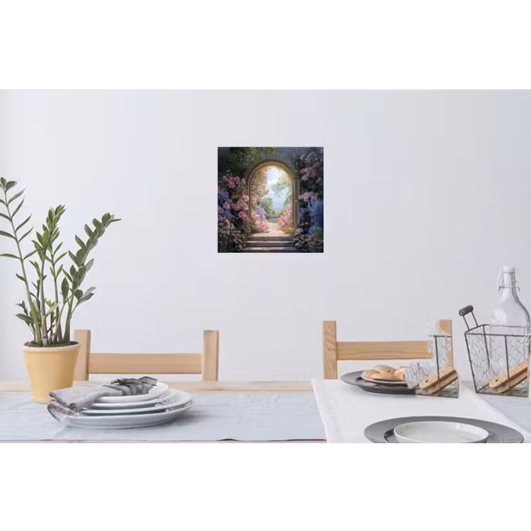 Doorkijk - Rozen - Vintage - Bloemen Muursticker klein -eettafel