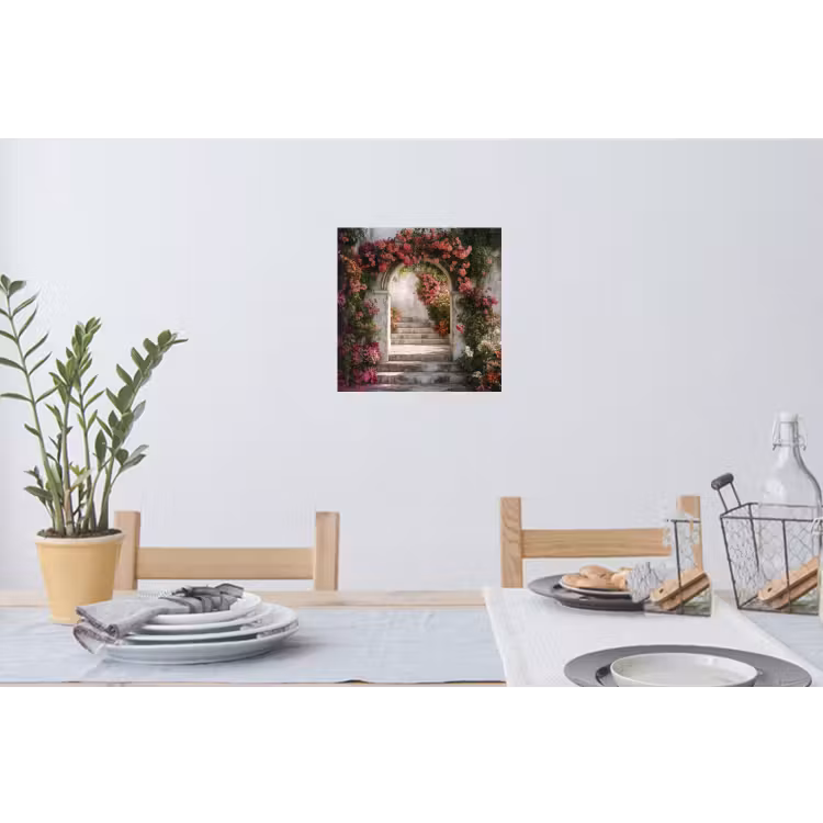 Doorkijk - Rozen - Vintage - Poort Muursticker klein -eettafel