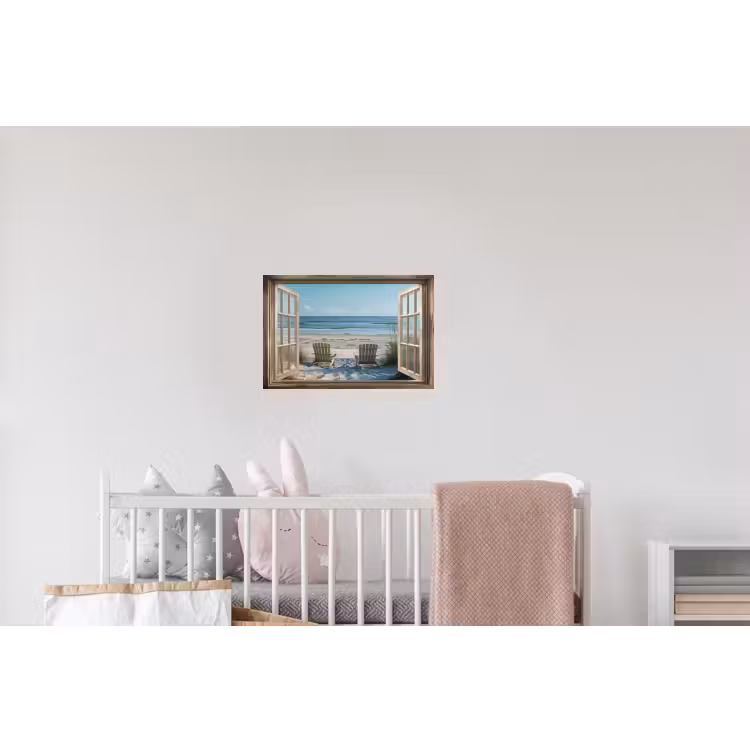 Doorkijk - Strandstoelen - Duinen - Zee - Natuur Muursticker klein -kinderkamer