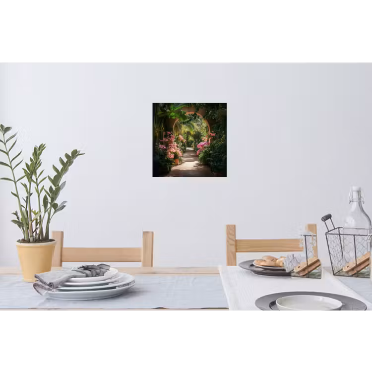 Doorkijk - Tropisch - Bloemen - Natuur Muursticker klein -eettafel