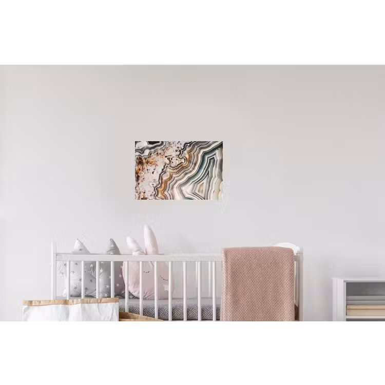 Binnenkant van een geode uit de natuur met groene en oranje kleuren Muursticker klein -kinderkamer