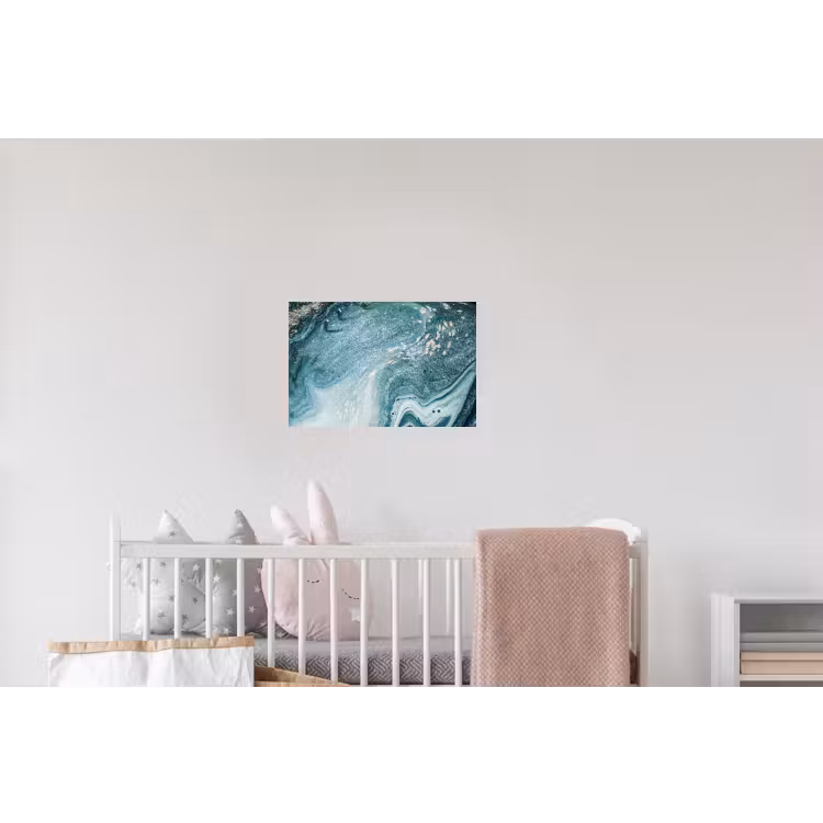Binnenkant van een blauwe geode met gouden details uit de natuur Muursticker klein -kinderkamer