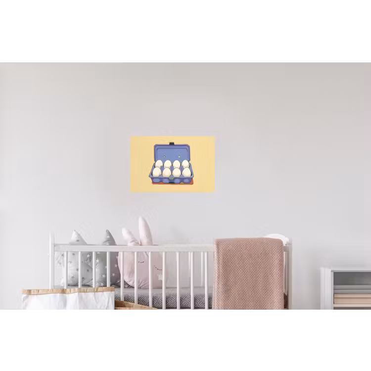 Eieren - Doos - Minimalistisch - Blauw Muursticker klein -kinderkamer