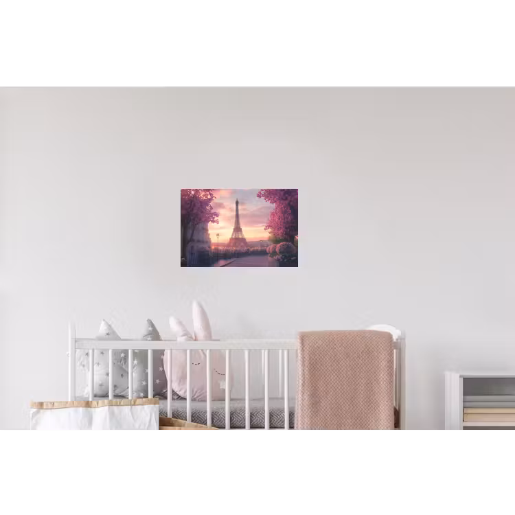 Eiffeltoren - Parijs - Roze Muursticker klein -kinderkamer