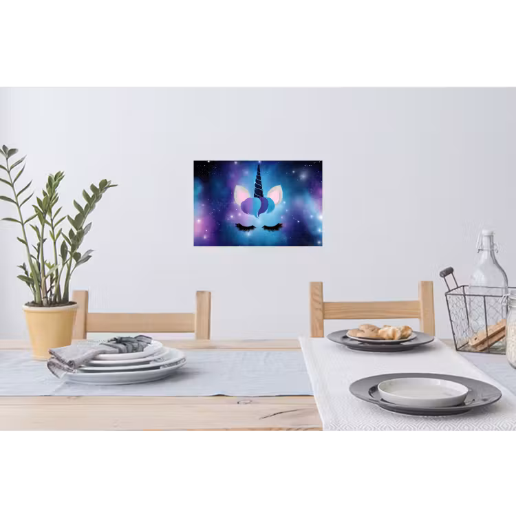 Eenhoorn - Sterren - Magisch - Blauw Muursticker klein -eettafel