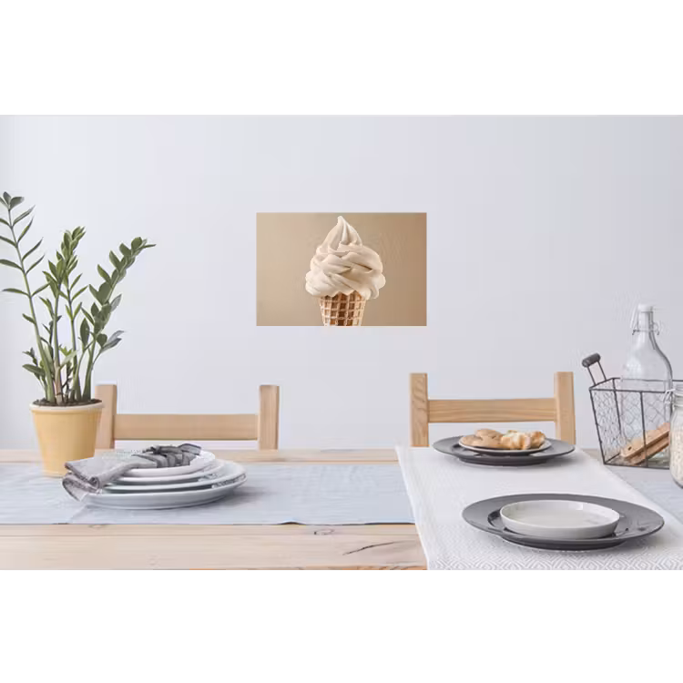 IJs - Softijs - Romig - Hoorntje - Beige Muursticker klein -eettafel