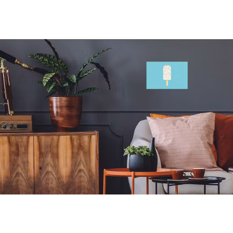 Ijsje - Stokje - Sprinkles - Lichtblauw Muursticker klein -kamerbank
