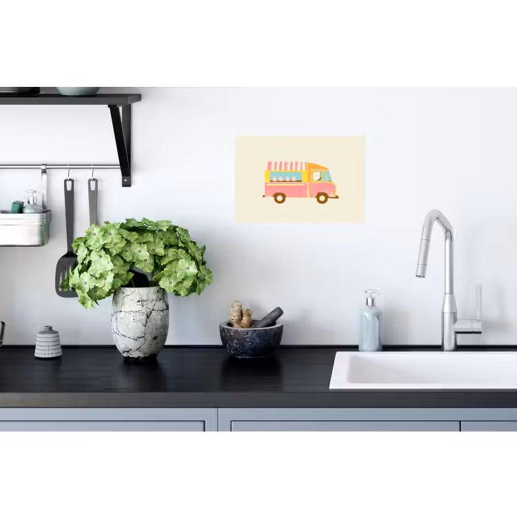 Ijskar - Retro - Softijsjes - Roze Muursticker klein -keuken