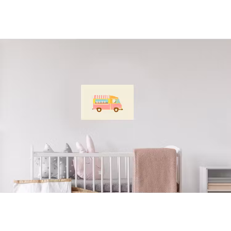 Ijskar - Retro - Softijsjes - Roze Muursticker klein -kinderkamer
