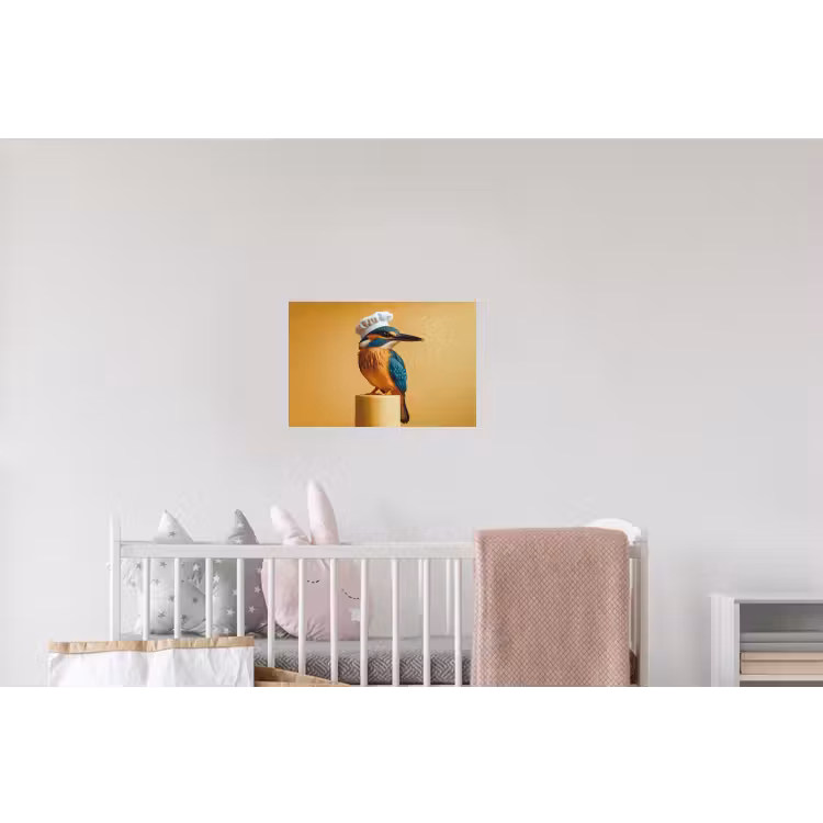 Ijsvogel - Pilaar - Koksmuts - Vogel Muursticker klein -kinderkamer