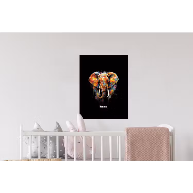 Olifant versierd met kleurrijke spetters Muursticker klein -kinderkamer