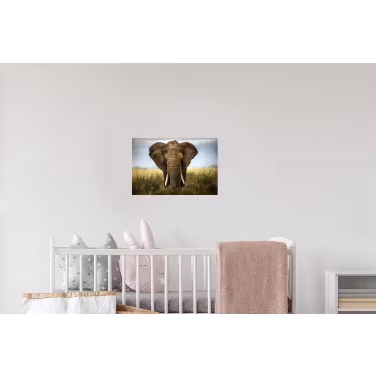 Olifant - Natuur - Gras - Dieren - Landschap Muursticker klein -kinderkamer