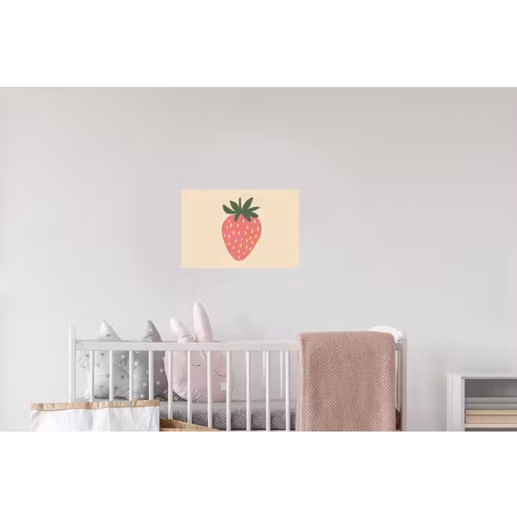Aardbei - Minimalistisch - Rood - Fruit Muursticker klein -kinderkamer