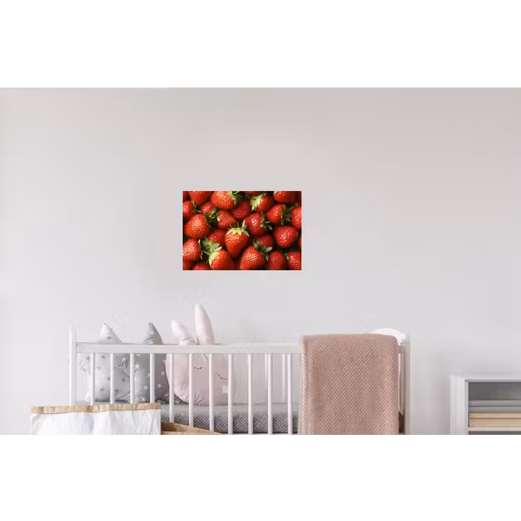 Aardbei - Fruit - Rood Muursticker klein -kinderkamer