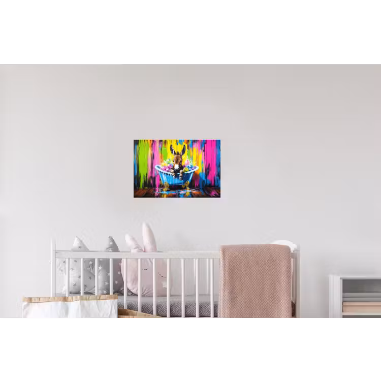 Ezel - Badkuip - Roze - Schuim Muursticker klein -kinderkamer
