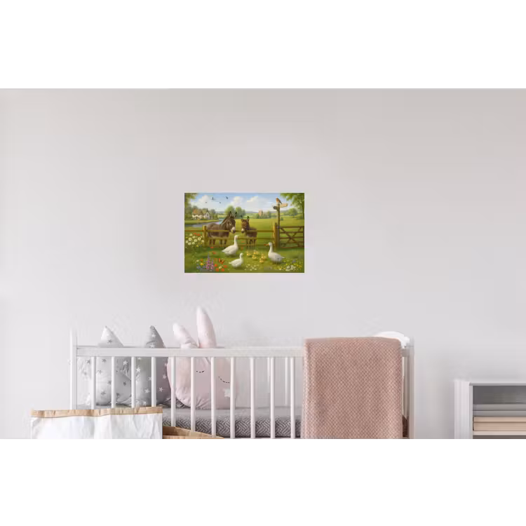 Ezels - Ganzen - Kleurrijk Muursticker klein -kinderkamer