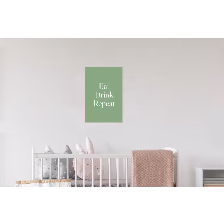 Eten - Drinken - Tekst - Mintgroen Muursticker klein -kinderkamer