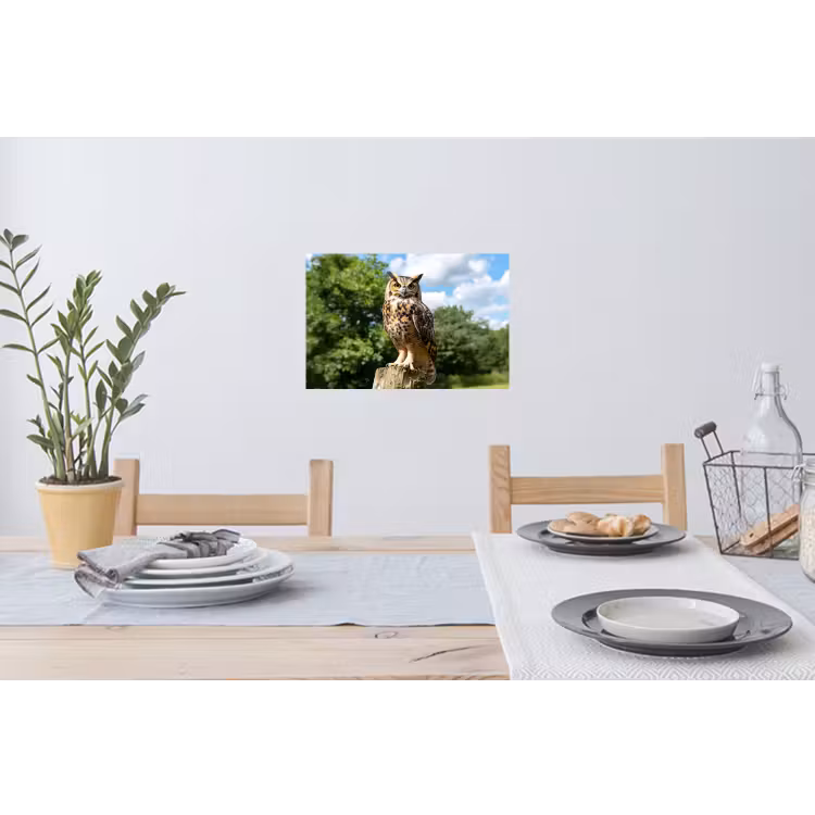 Uil - Boomstronk - Bos - Lucht Muursticker klein -eettafel