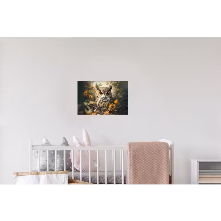 Uil - Vogels - Bloemen - Natuur Muursticker klein -kinderkamer