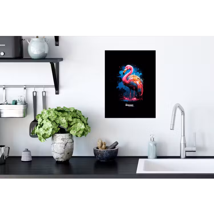 Gekleurde flamingo voor een verfexplosie Muursticker klein -keuken