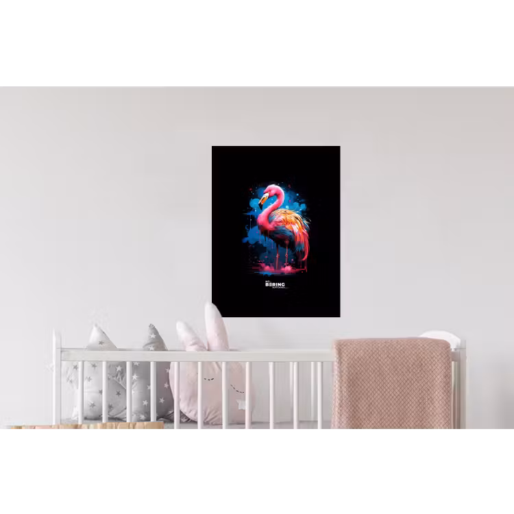 Gekleurde flamingo voor een verfexplosie Muursticker klein -kinderkamer