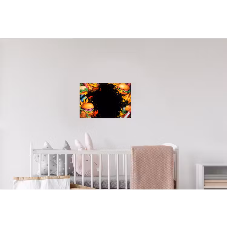 Fastfood - Graffiti - Hamburger - Eten - Modern Muursticker klein -kinderkamer