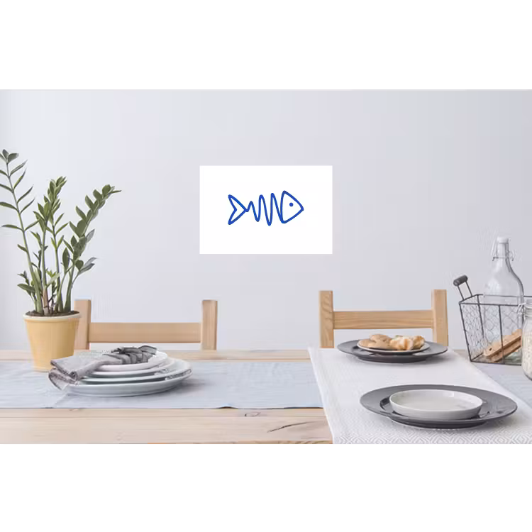 Vis - Minimalistisch - Blauw - Lijn Muursticker klein -eettafel