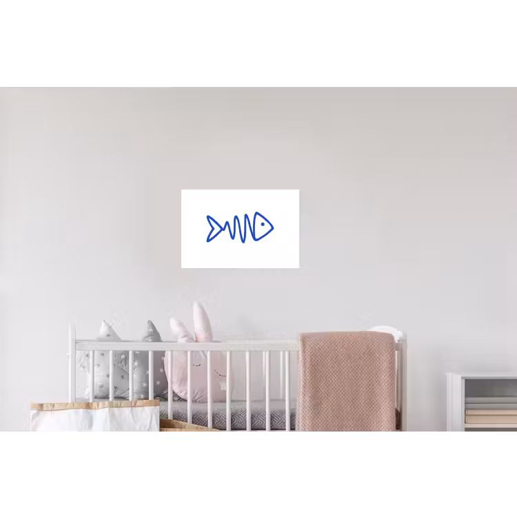 Vis - Minimalistisch - Blauw - Lijn Muursticker klein -kinderkamer